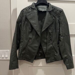 Women's Green Faux Leather Jacket